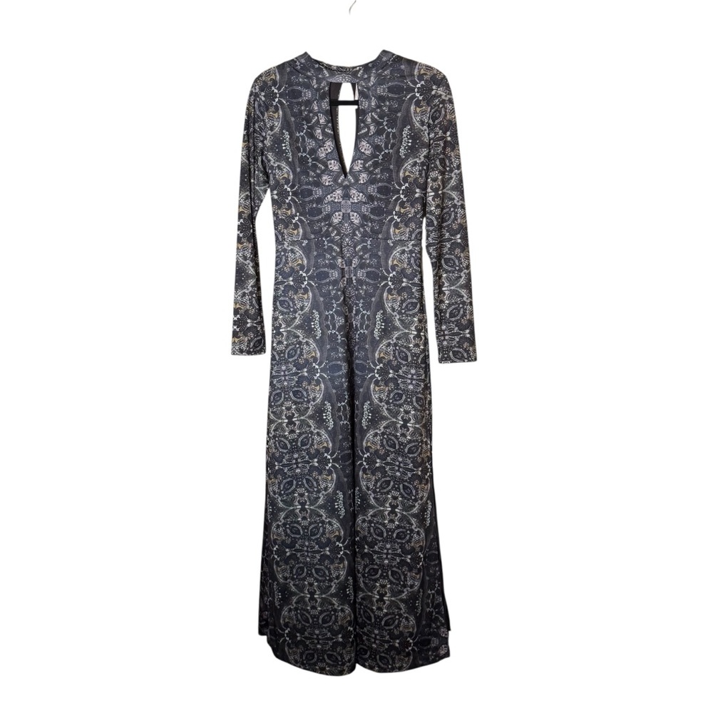 Free People Cabaret Long Sleeve Maxi Dress Dark Combo Sz S